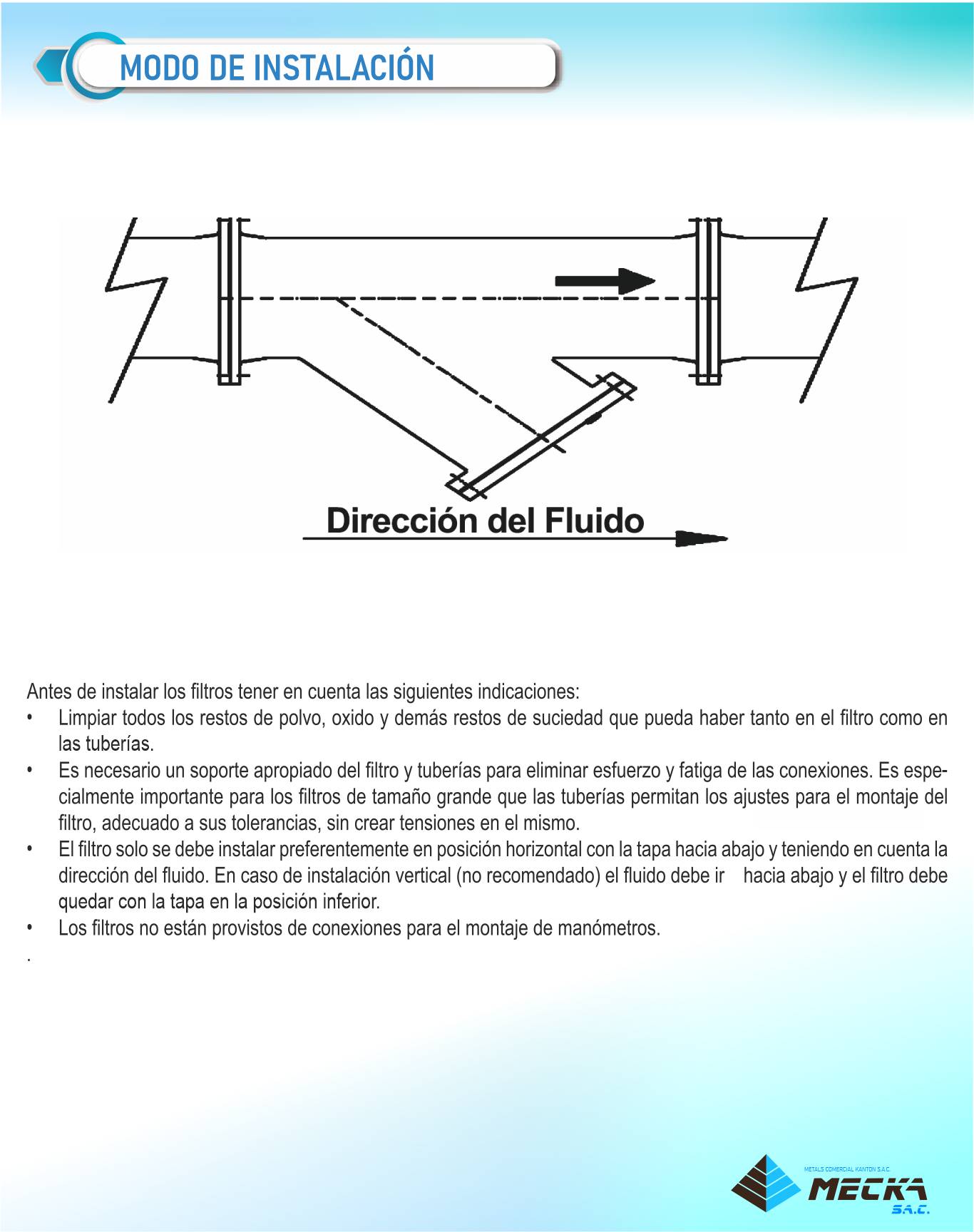 Filtro tipo Y Bridado Meckasac